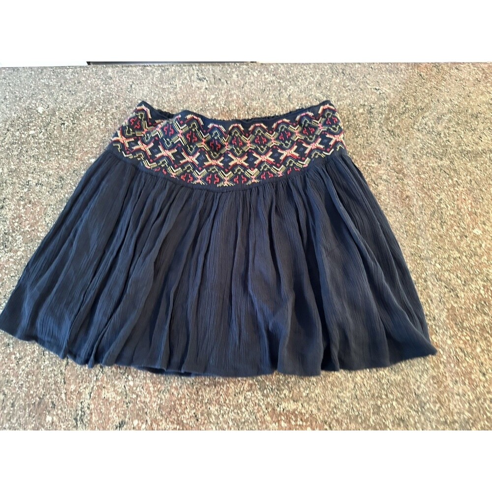 Hollister Skirt Womens  vintaSmall Blue Pleated Lined Mini Short Embroidered Y2K